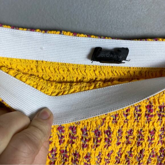 J. Crew skirt size 14 Pencil midi yellow Sunny Block Print tiered batik India - Picture 7 of 10